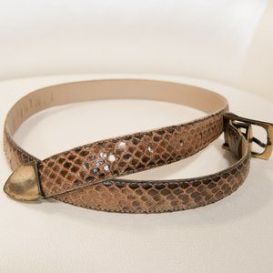 Vintage y2k tan genuine snakeskin leather belt